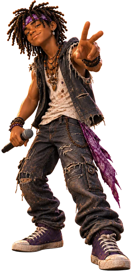 C-Y holding a microphone and throwing a peace sign