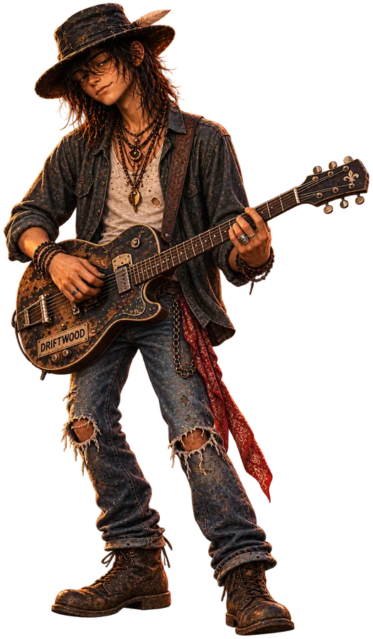 Skeeter playing an electric guitar